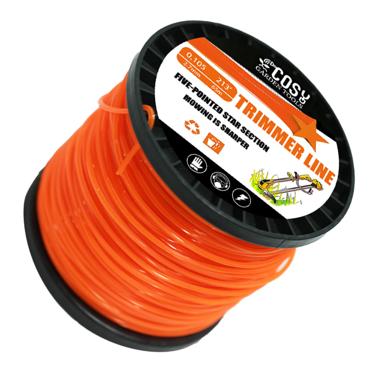 2,7 mm x 100 m Pentagramm-Trimmerkopfschnur, Nylon-Mähschneiderfaden für Rasentrimmer, Rolle, Grasseilfaden, Rasenmäher-Zubehör