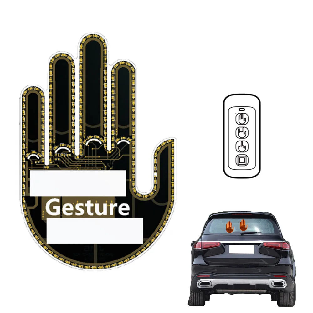 

Gesture LED Funny Car Finger Light with Remote Car Window Rear Windshield Sign Lamp Auto Night Driving Safety Warning Lights