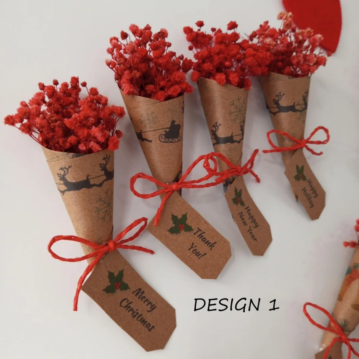 

Christmas Bouquet Mini Magnet Favors: Bulk Christmas Gifts Rustic Dried Flowers, Wedding Personalized Tag