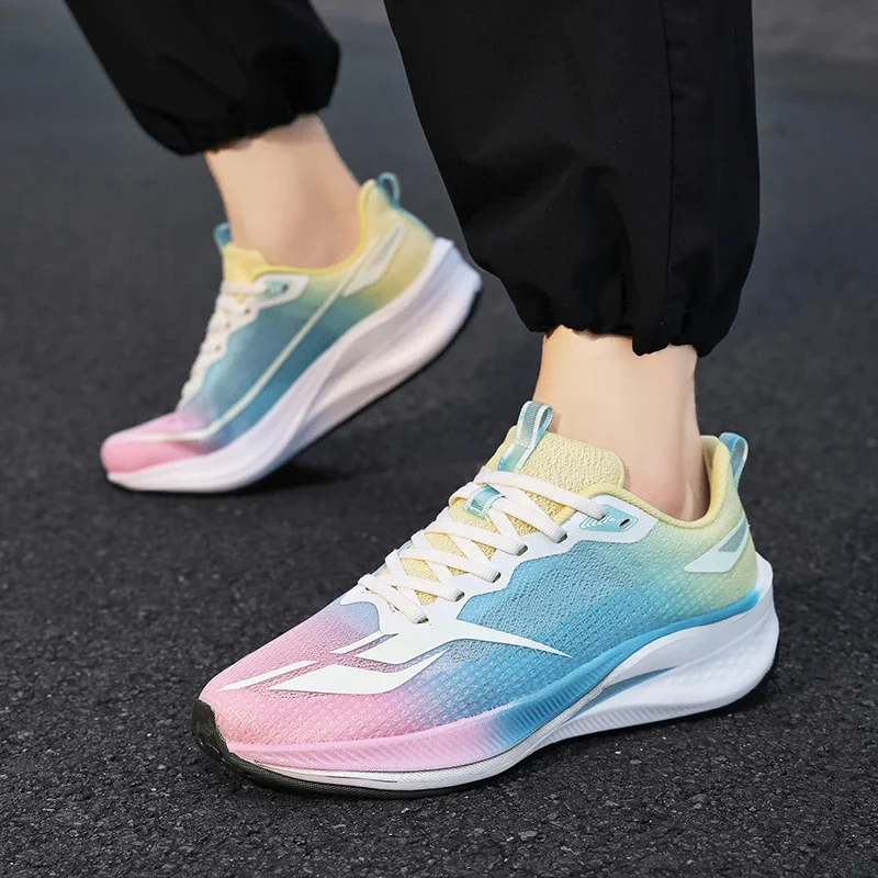 Shockproof Running Single Net Sports Shoes, Summer Professional Racing Couple Student Ultra Light Sports Training Shoes35-44