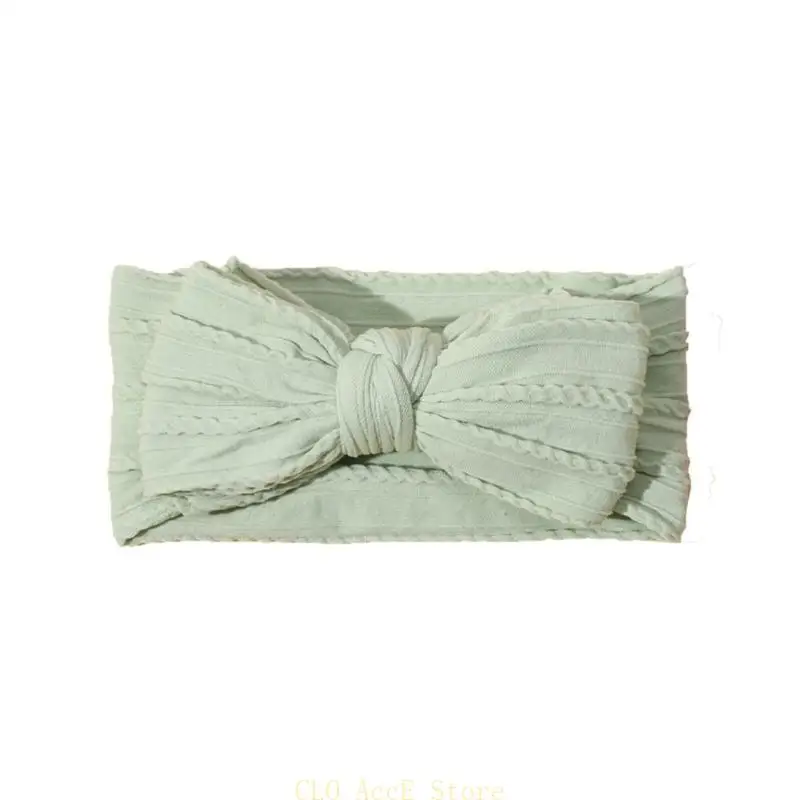 

16FE Baby Girl Nylon Headbands Bowknot Elastic Hair Bands Soft Headwear 2 Layer