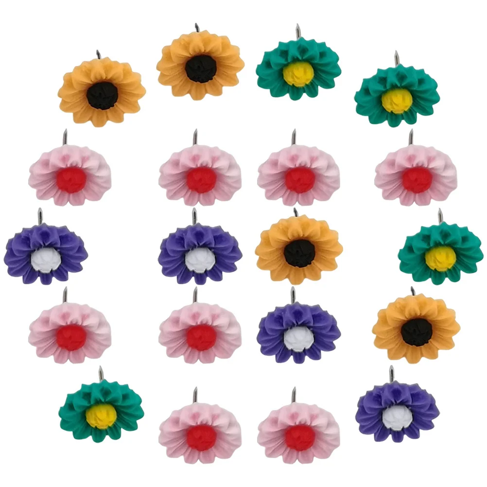 

20Pcs Small Push Pins Sunflower Style Sturdy Not Easy to Break Ideal for Cork Board Accessories Desk Organization Map Planning