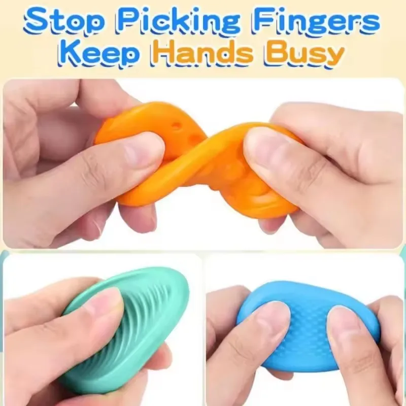 Fidget Toys Sensory Stone Textured Soft Worry Stone for Autism Quiet Fidgets Stress Items Anxiety Relief Gift