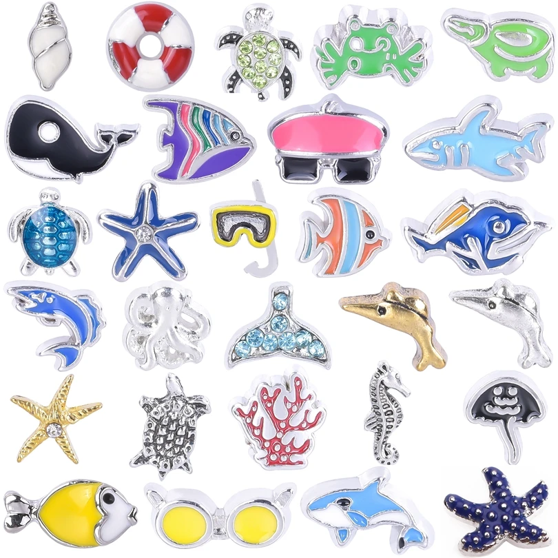 

20pcs Sea Animals Enamel Crab Turtle Octopus Floating Charm For Jewelry Making Handmade Bracelet Necklace Oil Drip Accessories