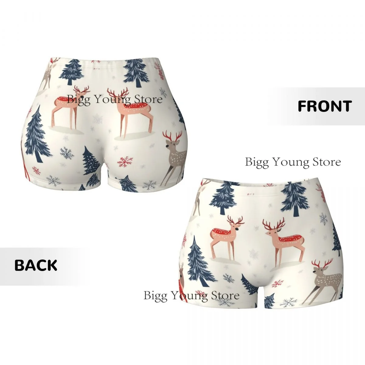 Women Yoga Shorts Deer Snowflakes Workout Shorts Fitness quick-dry Ladies Yoga Gym Running Booty Shorts Pants Sportswear