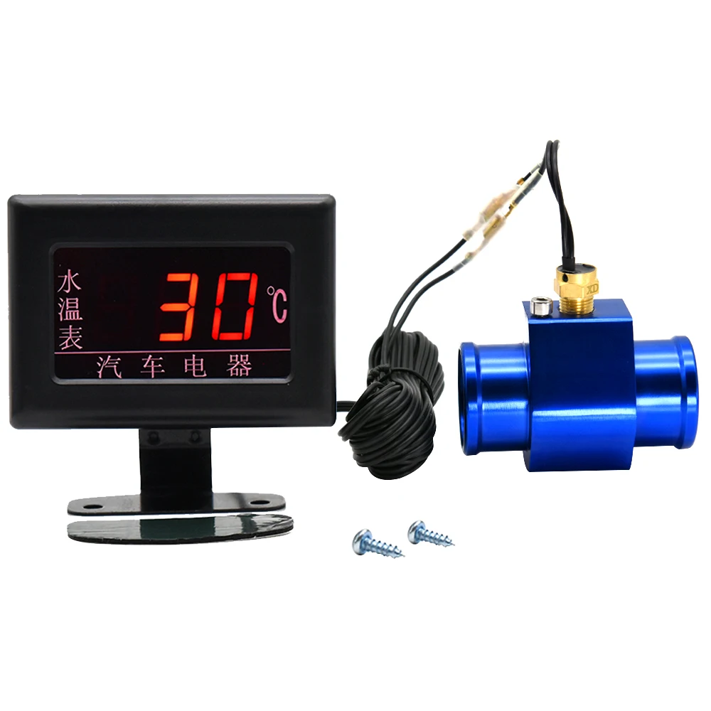 مقياس درجة حرارة الماء للسيارة مع مستشعر ، مبرد أنبوب مشترك لدرجة حرارة الماء ، مقياس رقمي بخط كبير ، 40-celsiio ، محول 26: 40-40 #2