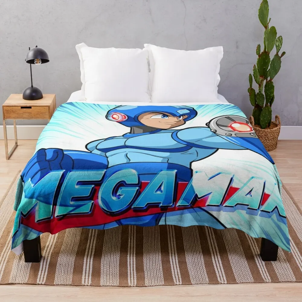 Mega Man Throw Blanket Soft Sherpa Fleece Warm Blanket for Winter