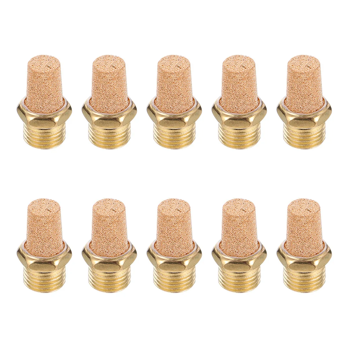 10Pcs Pneumatic Muffler Brass Bronze Filter High Flow Noise Reduction Exhaust Muffler Suitable for Pneumatic