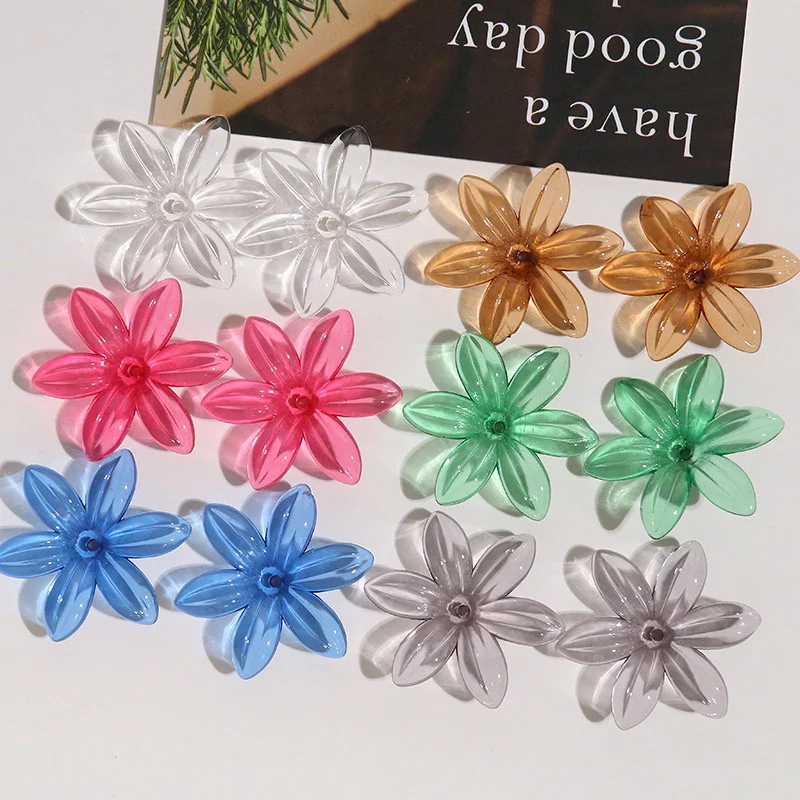 New style 50pcs/lot 30mm color print cartoon flowers shape acrylic beads diy jewelry garment hair accessory