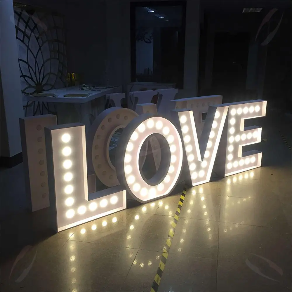 Huruf LED Raksasa FSDKX Oh Baby, Huruf LED Marquee 4ft, Angka Marquee LED Custom dari Logam