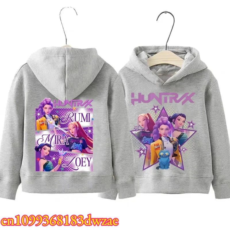 Fashion Rumi Mira Zoey Graphic Kid Hoodie Front Back Hooded Sweatshirt Boys Girls Streetwear Casual Long Sleeve Children Clothes