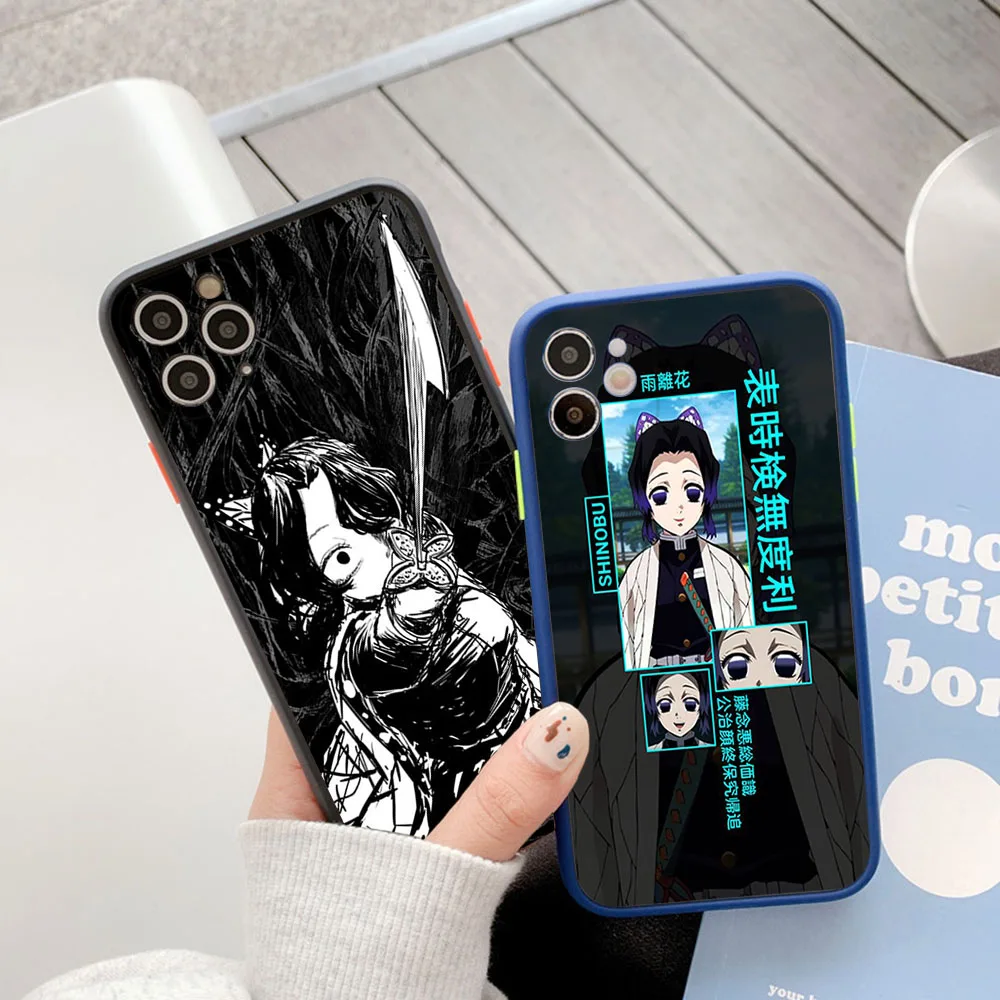 Phone Case For iphone 16 15 14 Pro Max 7 8 Plus 11 12 13 Mini XR XSMax 16Pro Kochou Shinobu Demon Slayer Matte Translucent Cover image 4