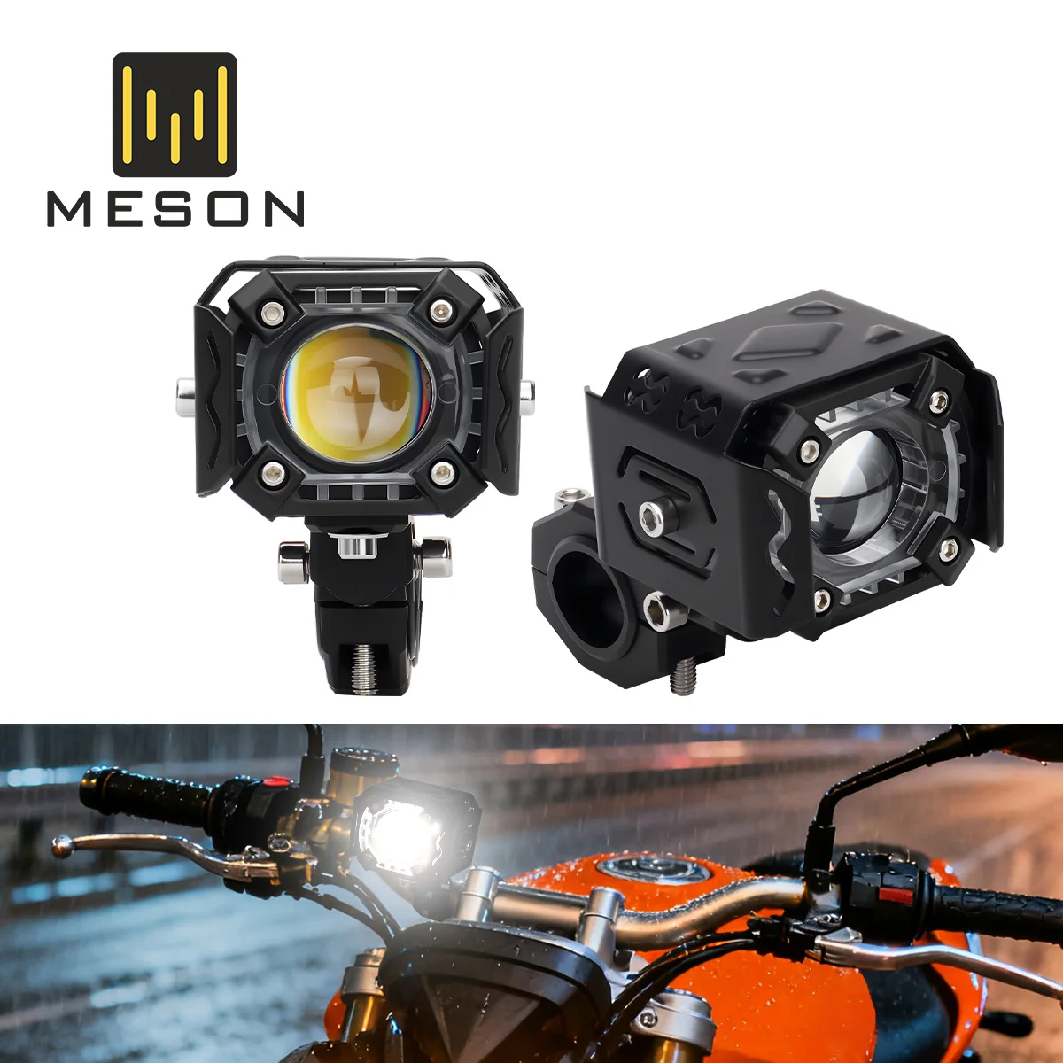 

1/2PCS Motorcyle LED Spotlight Dual Color Hi/Lo Beam Light 12V Flash Light 360° Adjustable Headlight for Car Motor SUV UTV ATV