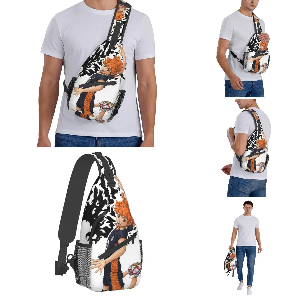 Haikyuu Anime Crossbody Sling Bags Pequeno Peito Saco Bokuto Voleibol Manga Ombro Mochila Mochila Caminhadas Outdoor Camping Pack