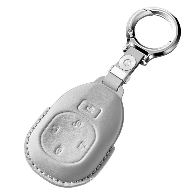 Genuine Leather Car Key Fob Cover Key Case Shell Buckle For GAC Trumpchi GS3 GS5 GS7 GA6 Empow M8 M6 GS8 Emzoom Emkoo