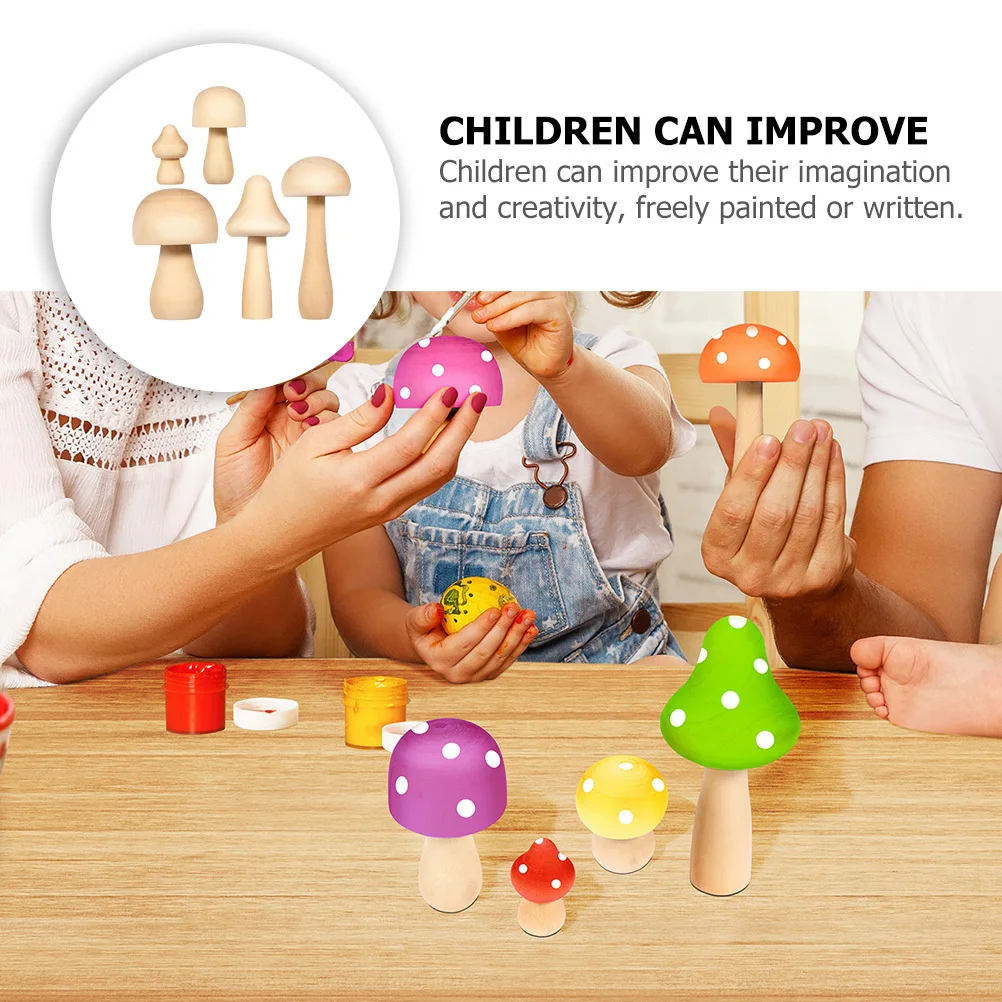 12 قطعة من مشغولات الفطر الخشبية التي يمكنك صنعها بنفسك فطر خشبي غير مكتمل للأطفال مجموعة حرفية ديكور صغيرة مشغولات خشبية #6