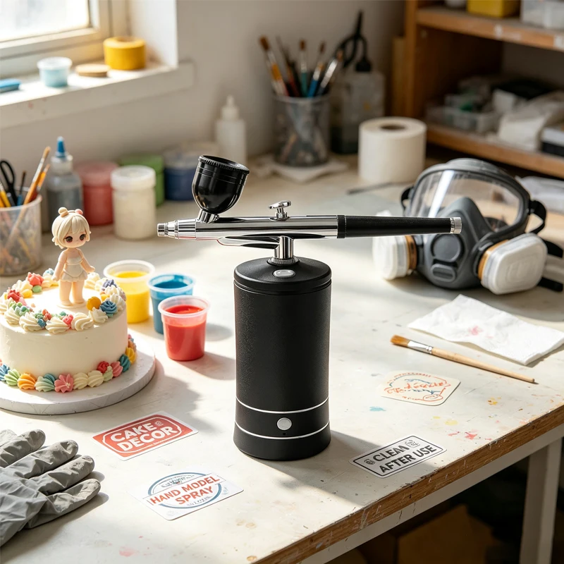 Portable Small Electric Compression Spray Gun with Optional Connecting Pipe, Manicure/Beauty/Cake Decoration/Hand Model Spraying