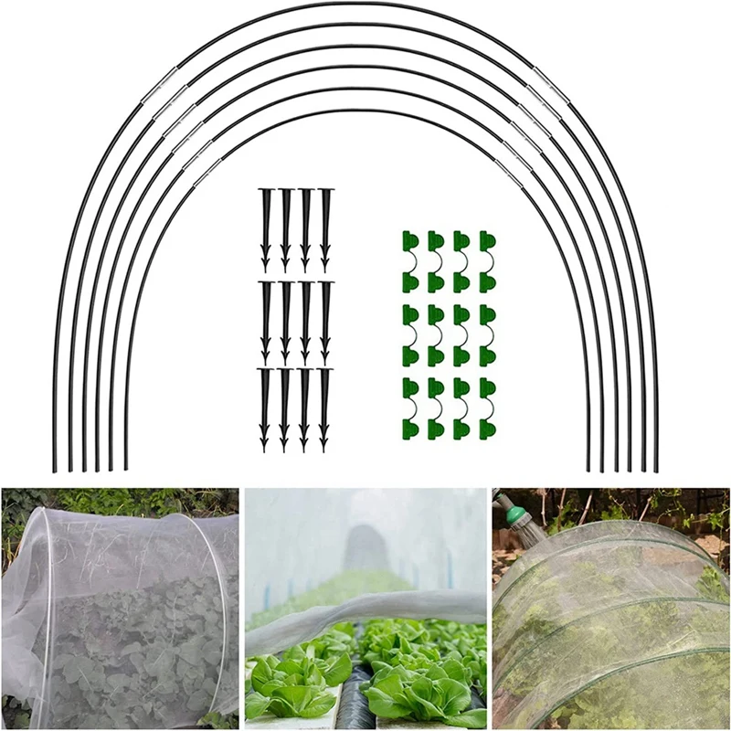 Garden Hoops For Netting Green Garden Crop Protection Hoops Garden Hoops Cloches For Growing Vegetables Rust-Free Grow Tunnel