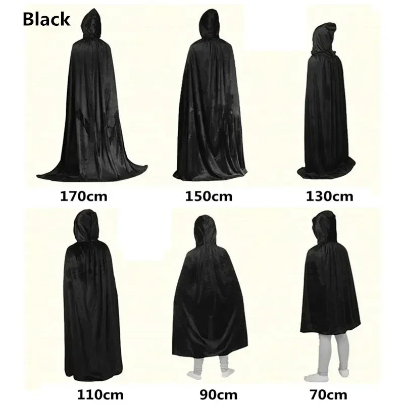 Halloween Hooded Capes for Adult Kid Long Cloaks Cosplay Costumes Witch Red Black Purple Green Grim Reaper Cape for Women Men