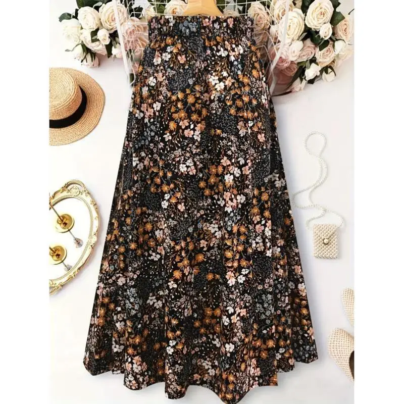 

Женская прямая юбка из полиэстера Ele Floral ter Ne Dr Fashion Ciwalk, дизайн со средней талией и крыльями летучей мыши