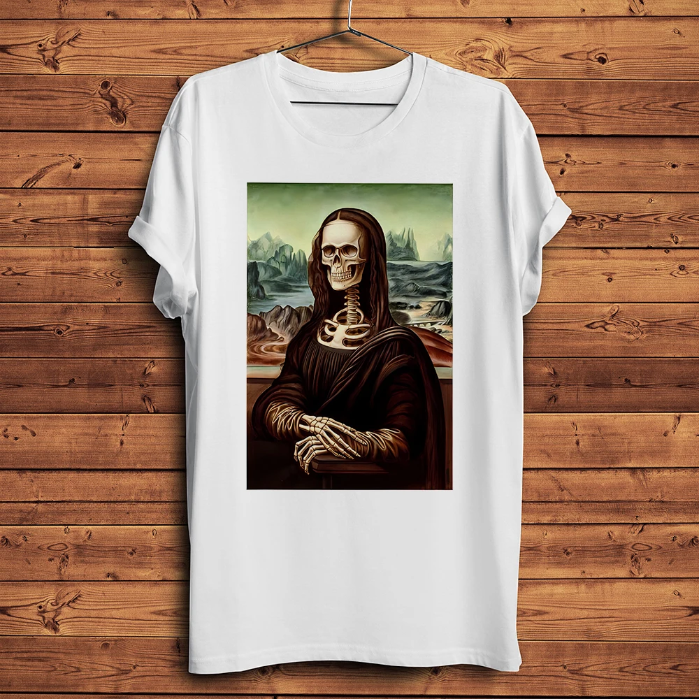 da Vinci Mona Lisa anatomy skull MonaLisa skeleton Funny artistic TShirt Men Homme Daily short T Shirt Unisex streetwear Tee