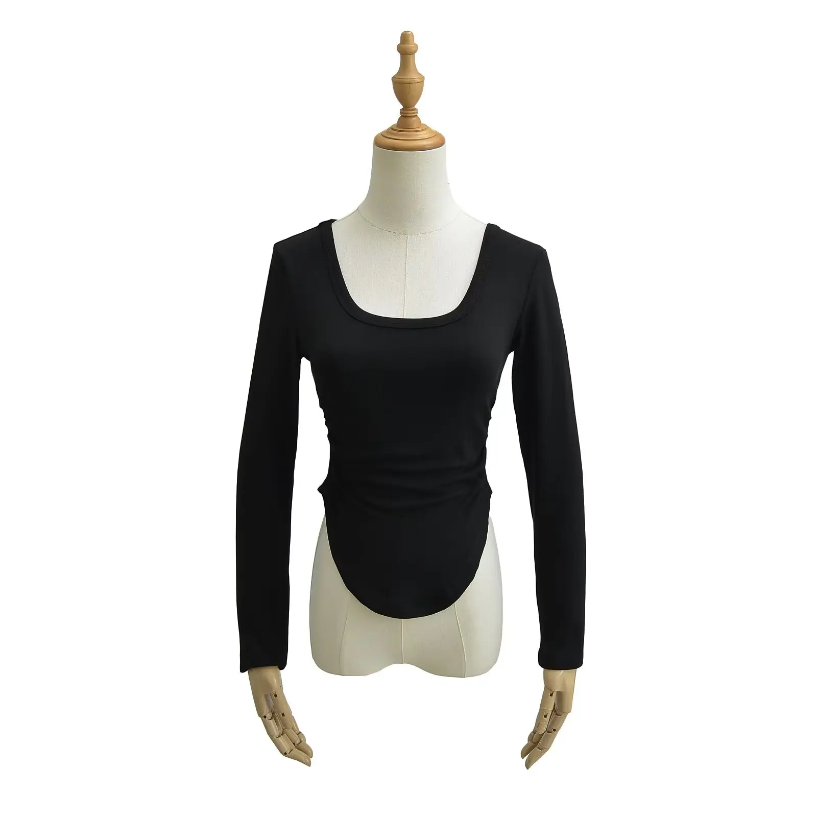 تي شيرت نسائي طويل بقصة ضيقة من Sve ملابس داخلية مستديرة Ne Fce قاعدة irt Pure Desire Street Sle ort Length مطوية #3