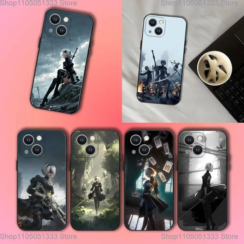 

Game Nier Automata Phone Case For iPhone 17,16,15,14,13,12,11,Pro,XS,Max,XR,Plus,E,SE4,Mini Black Soft Cover