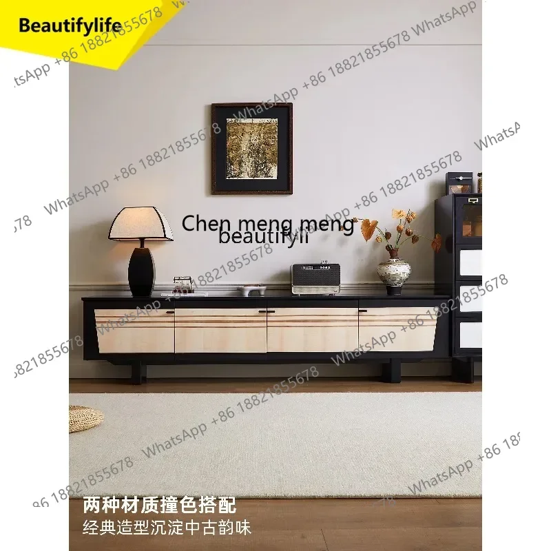 

E153 Guannan TV Cabinet Vintage Style Solid Wood TV Cabinet Retro Style Living Room Storage Organizer TV Cabinet