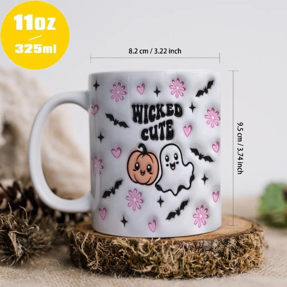 New products in August, Halloween-themed ceramic mugs 3D pumpkin, ghost, bat element coffee cups