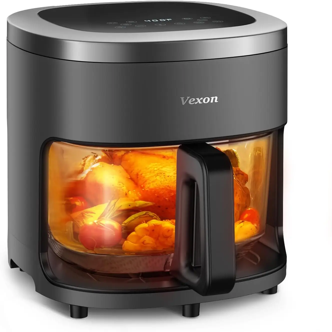 

6-IN-1 Glass Air Fryer, 4.5QT with Viewing Window, Digital Timer, Nonstick & Dishwasher Safe Basket, 97% Less Oil