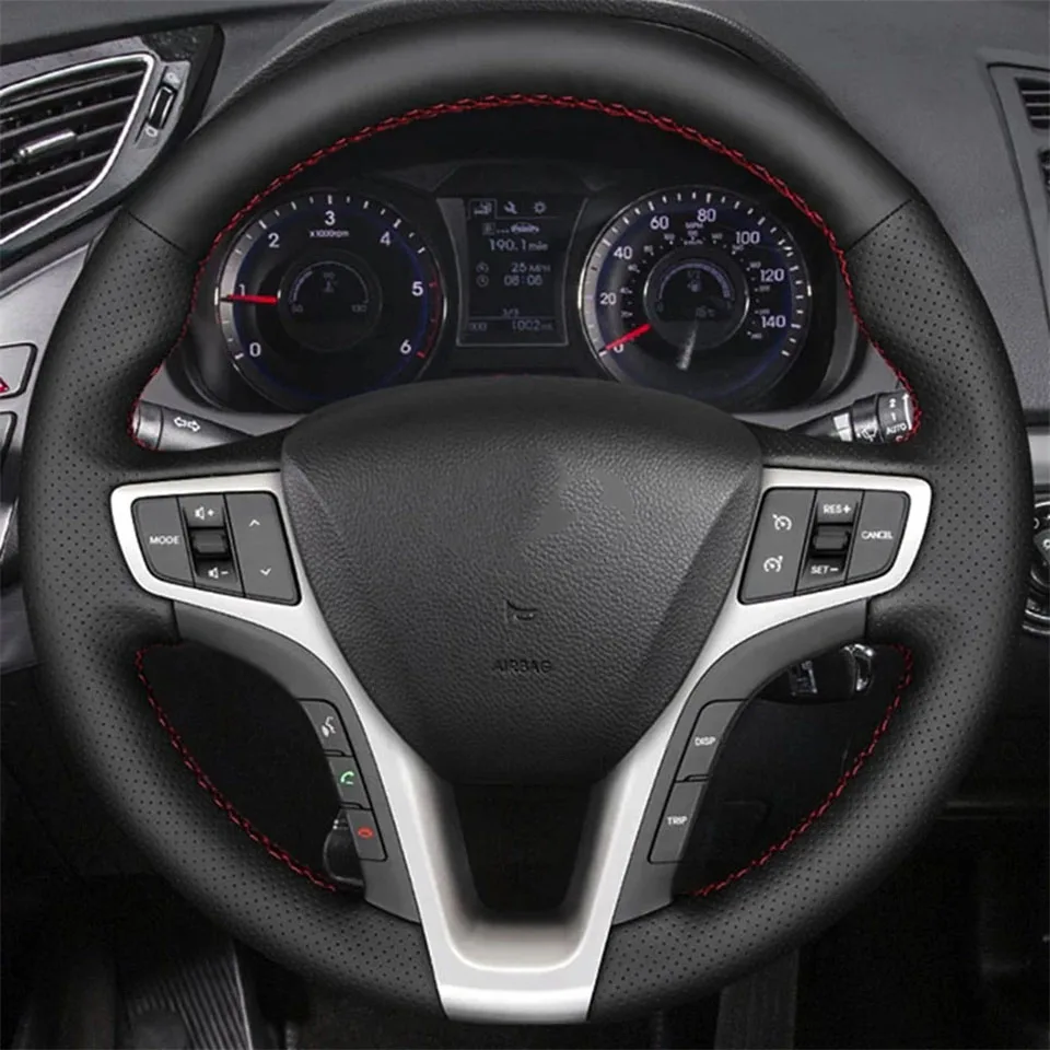 DIY Black Faux Leather Car Accessories Steering Wheel Cover For Hyundai I40 2011 2012 2013 2014 2015 2016 2017 2018 2019 2020