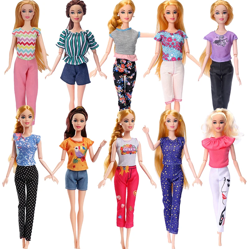 1pcs Yoga Sportswear Suit for 1/6 Bjd Barbie Doll Shirt Clothes Fashion Plaid Toys for Children Tops Pants Set Girls Accessories