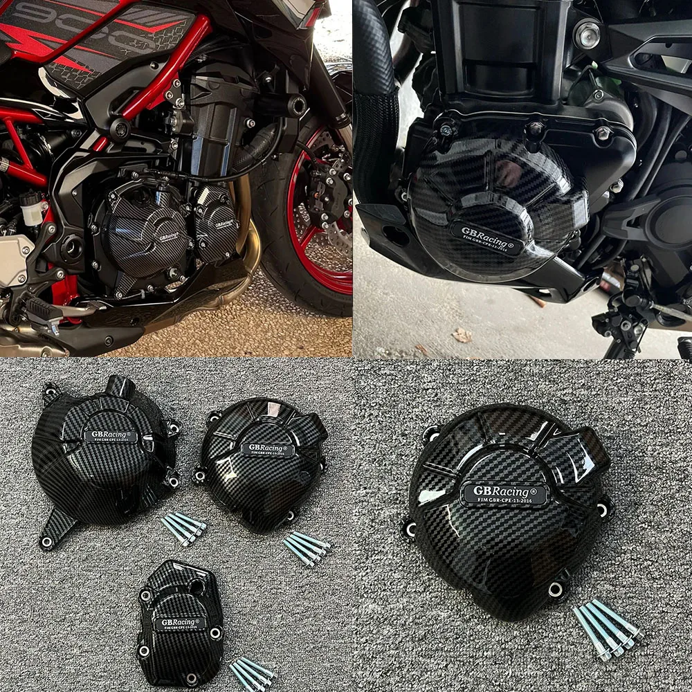 

Z900 2024, защита двигателя для KAWASAKI Z900 2017-2025, защитные чехлы для мотоциклов, вторичная крышка двигателя, текстура из углеродного волокна