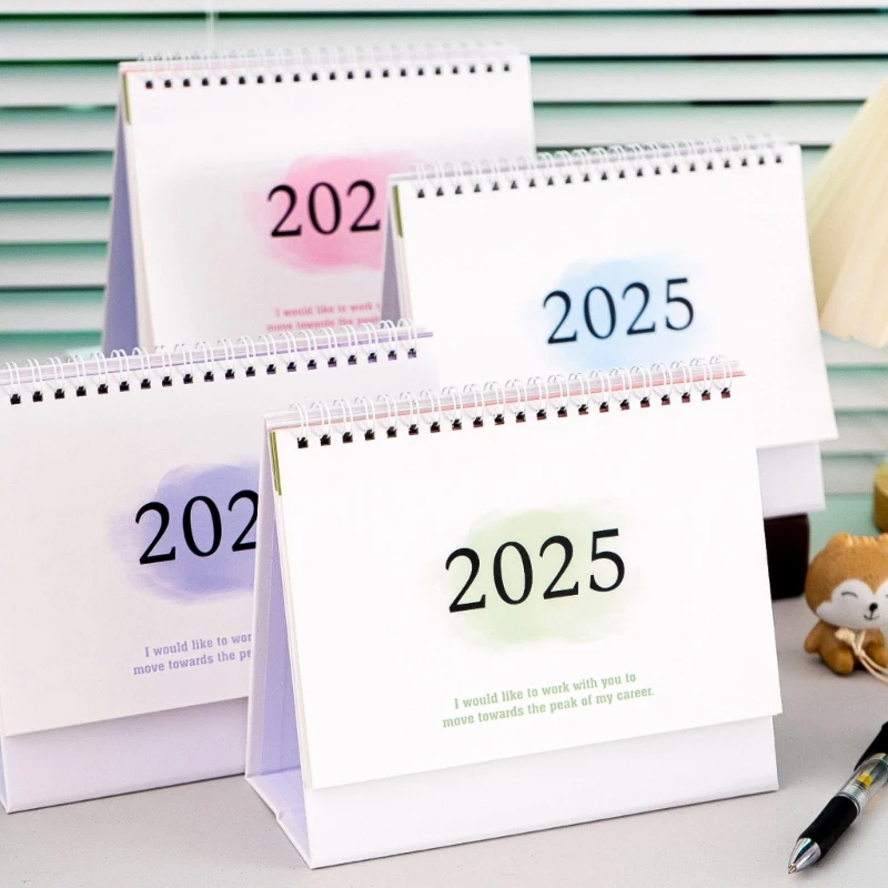 2024-2025 Desk Calendar Runs from September 2024 to December 2025 Stand Up Desk Calendar Twin-Coil Binding for Office