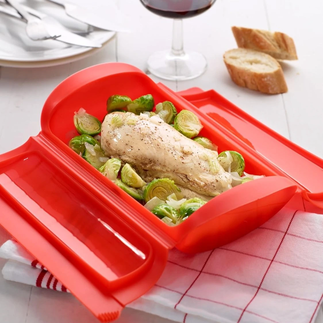 1-2-serving Silicone Steamed Fish Bowl Heat Resistant Microwave Oven Steamer with Lid Creative Baking Gadgets Kitchen Tools