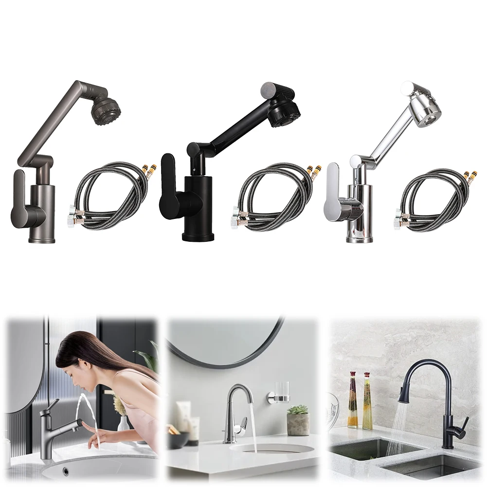 1080 Degree Swivel Faucet Rotating Faucet 360 Degree Rotation Robotic Arm Faucet Multifunctional Universal for Washing Hair/Face