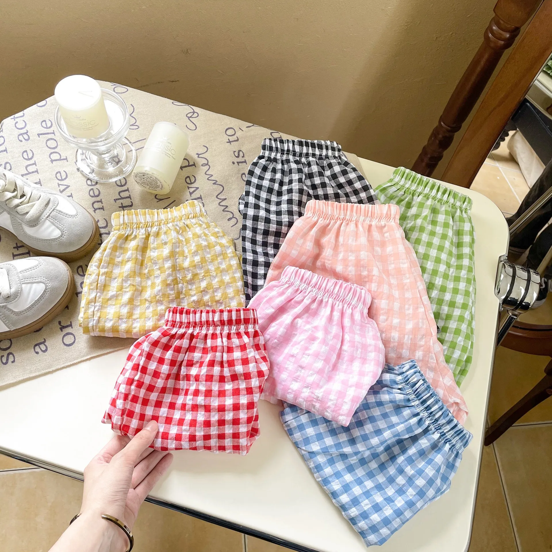 204 Summer New Children Boy Girl Cotton Loose Shorts Pant Toddler Baby Cute Plaid Printed Pant 24m-6T