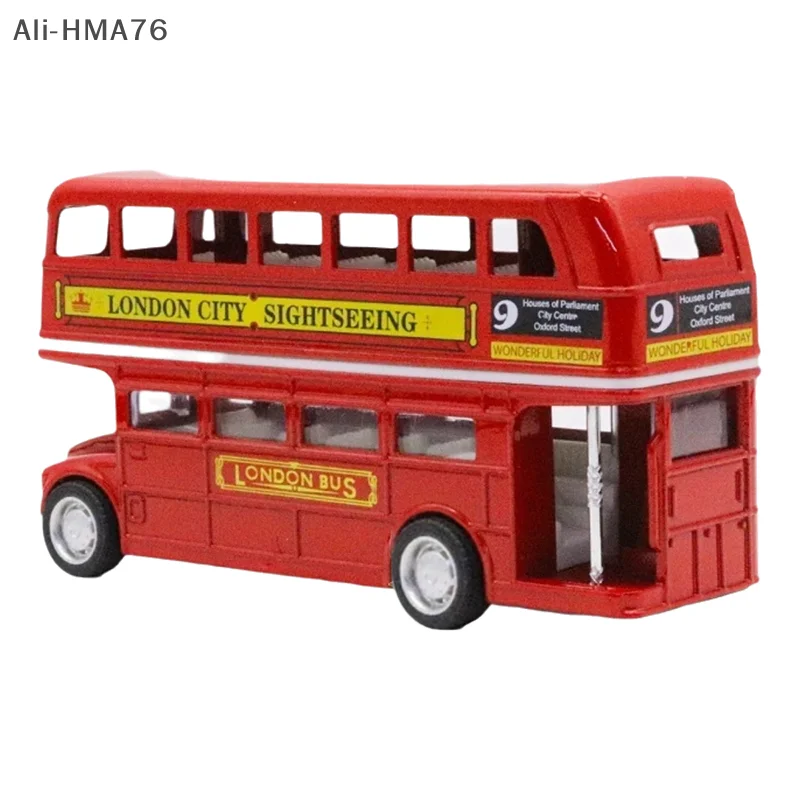 1 Uds. Coche de juguete de simulación de Metal 1:64 Vintage británico Europa doble autobús coche de aleación fundido a presión modelo antiguo juguetes para niños