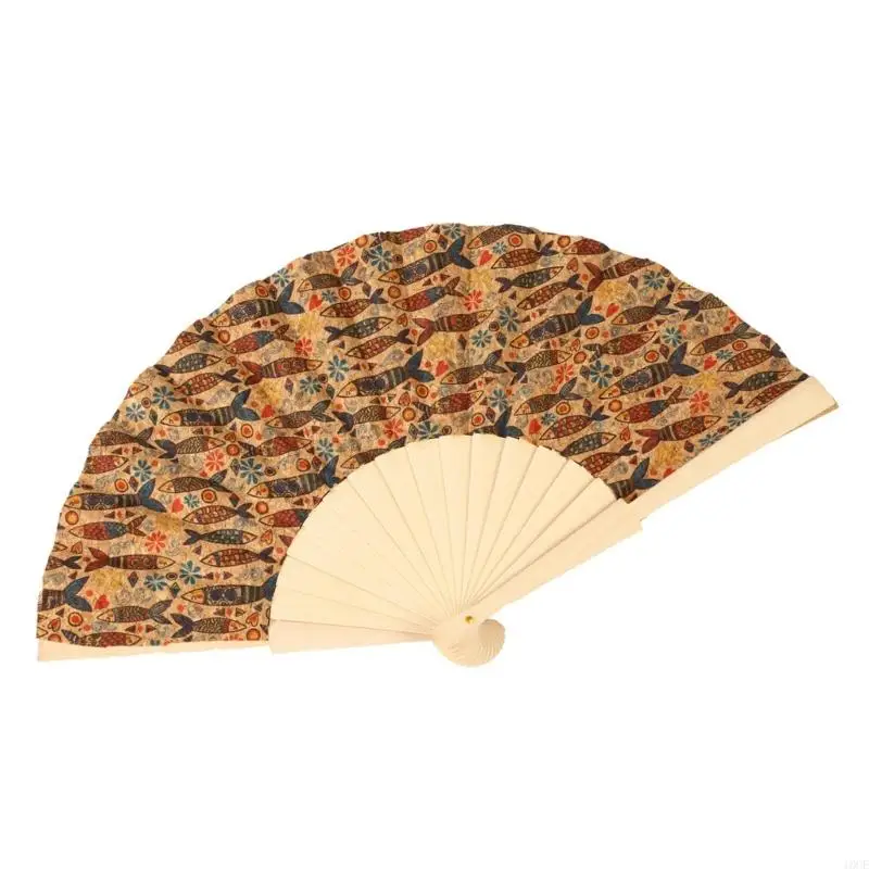 9inch Folding Hand Fan Handheld Printed Folding with Bamboos Handle