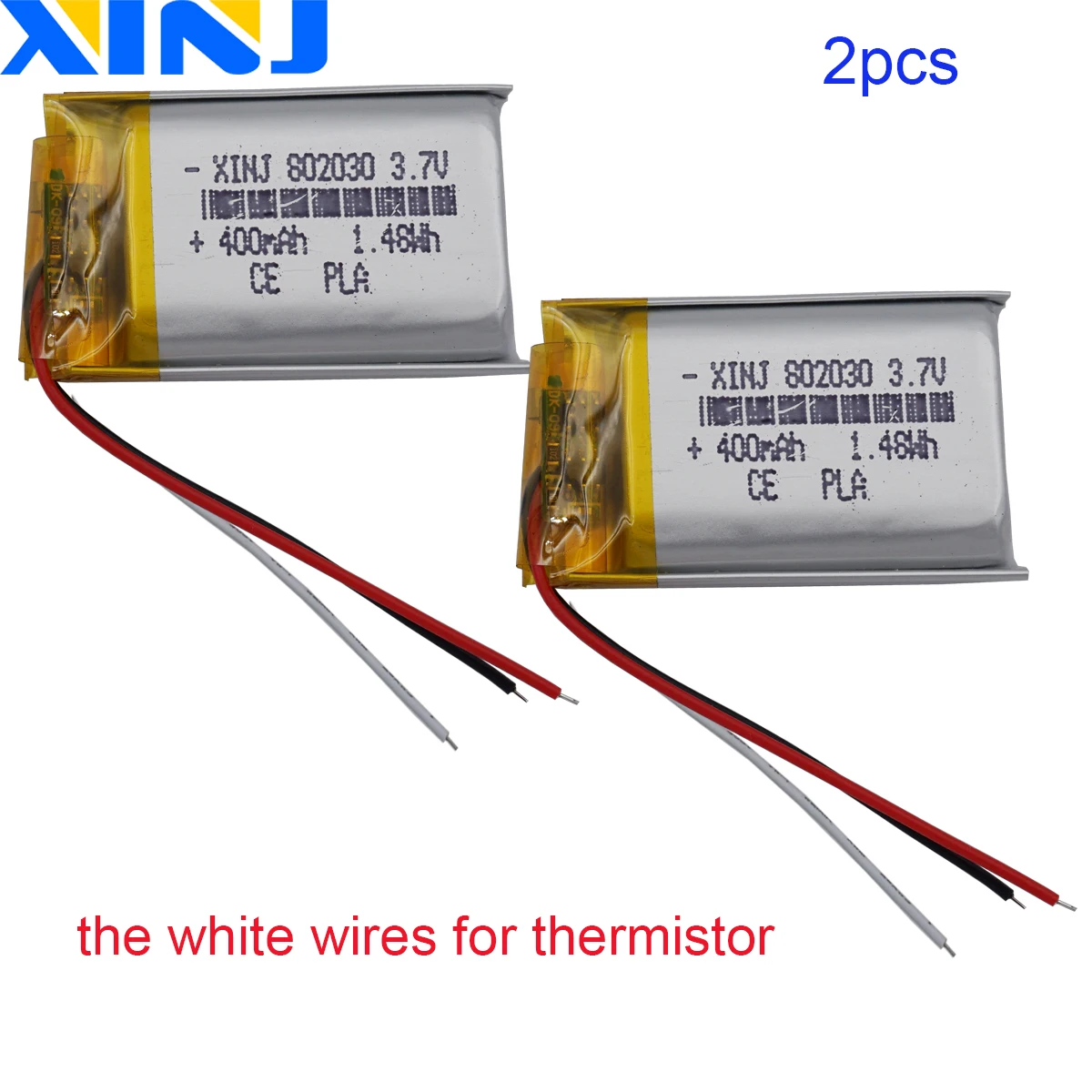 2 szt. 3.7V 400mAh 1,48 wh polimerowy akumulator Lipo termistor 3 przewody 802030 do kamery samochodowej DashCam zestaw słuchawkowy