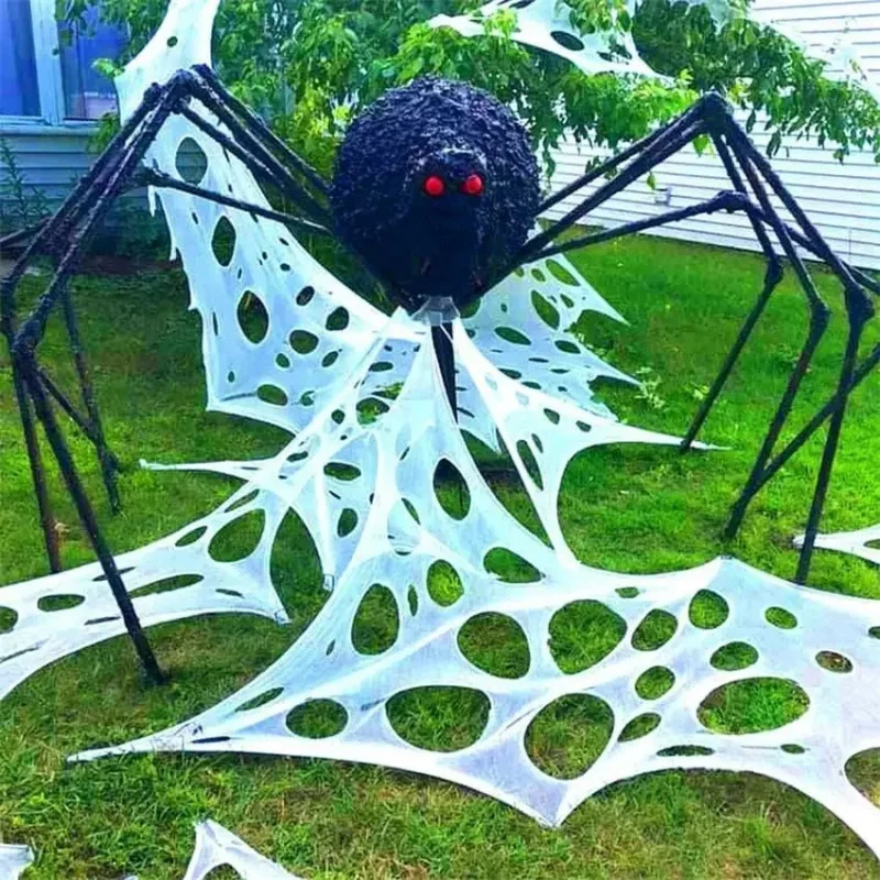 Halloween Decorations Outdoor Spider Web Cut Your Own Giant Stretchy Beef Netting Spiders Webbing Gauze Haunted Decor