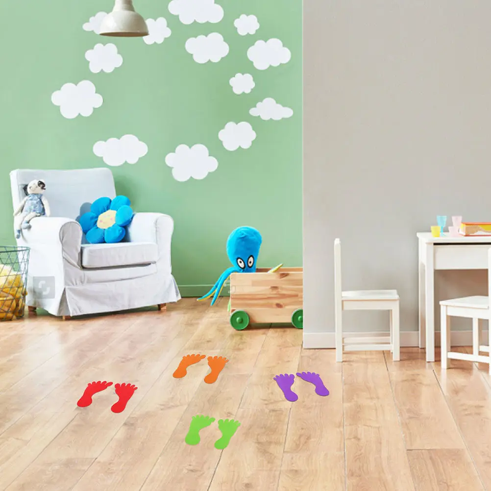 

12Pairs Footprint Stickers Waterproof Non-Slip Floor Decals for Bathrooms Kindergartens Swimming Pools Foot Shape Markers