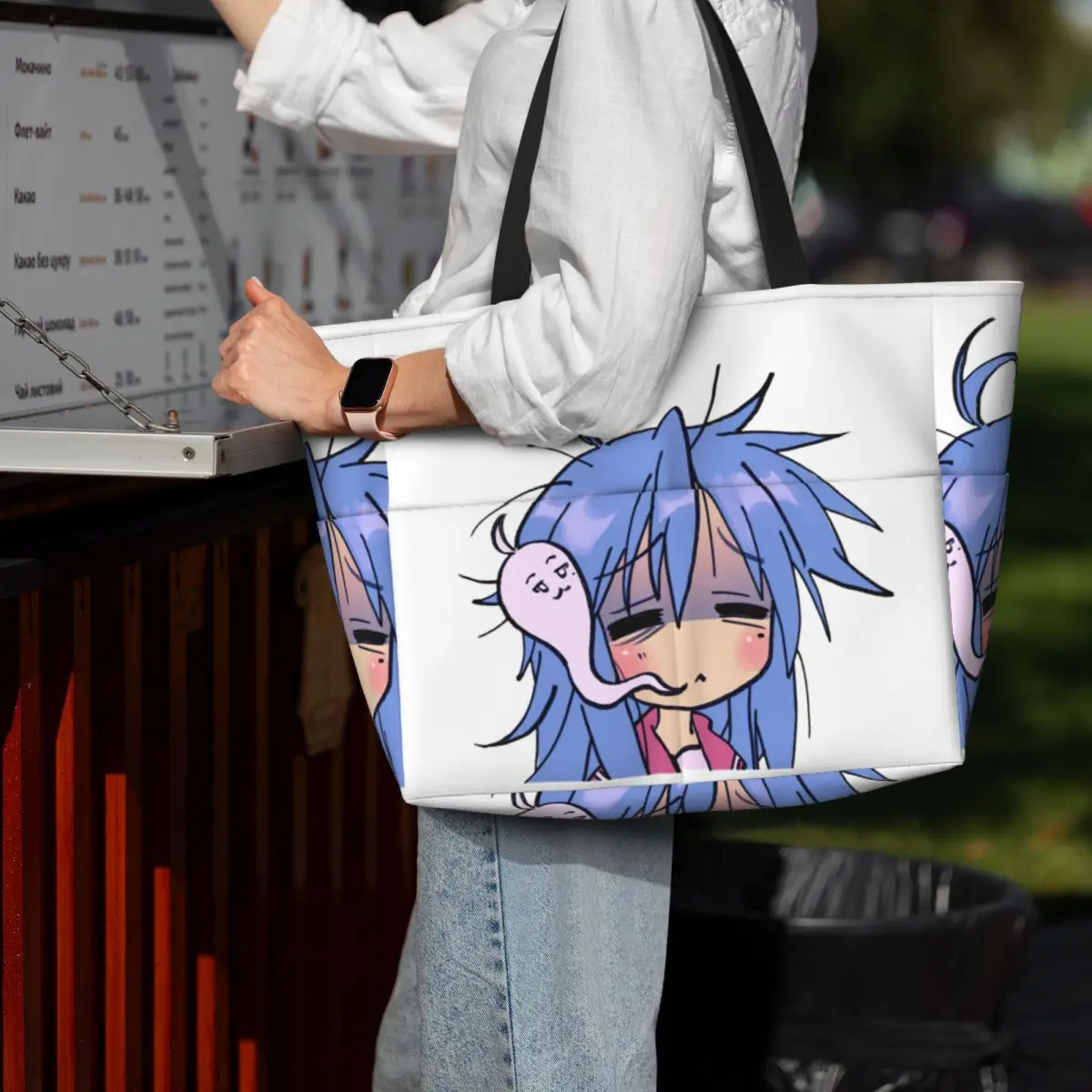 

Dead Tired Izumi Konata Lucky Star Beach Tote Bag Sport Gym Yoga Duffle Large Tote Bag Women Travel Bag Fitness bag