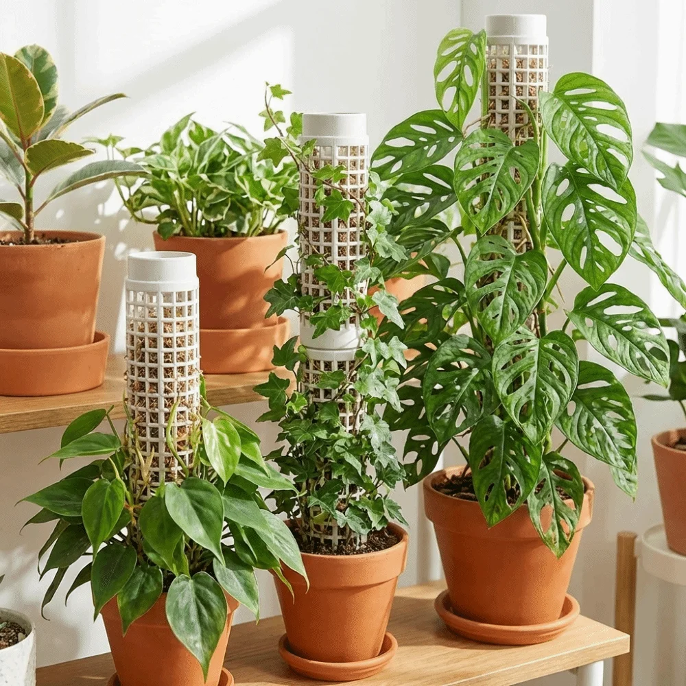 6PCS Multi-purpose Plastic Moss Pole Sturdy Fixed Bracket Plants Growth Stand Interlocking Moss Stick Indoor Plants