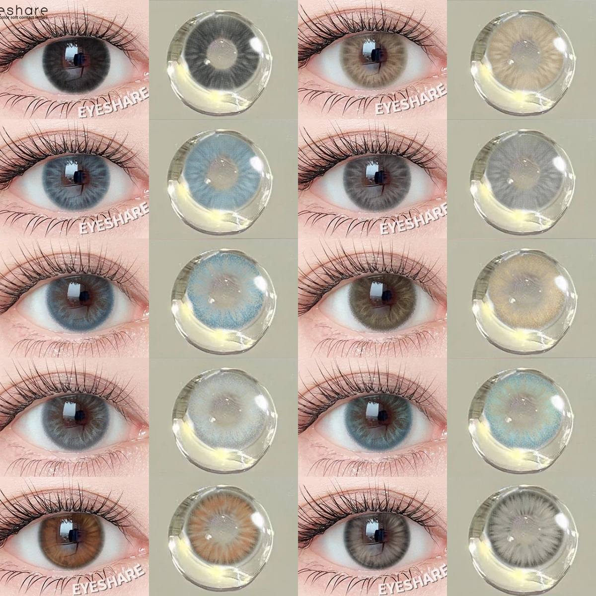 EYESHARE braune farbige Kontaktlinse für Augen, schwarze Linse, helle Augenlinse, Schönheit, farbige Pupillen, graues Kontakt-blaues Augen-Make-up