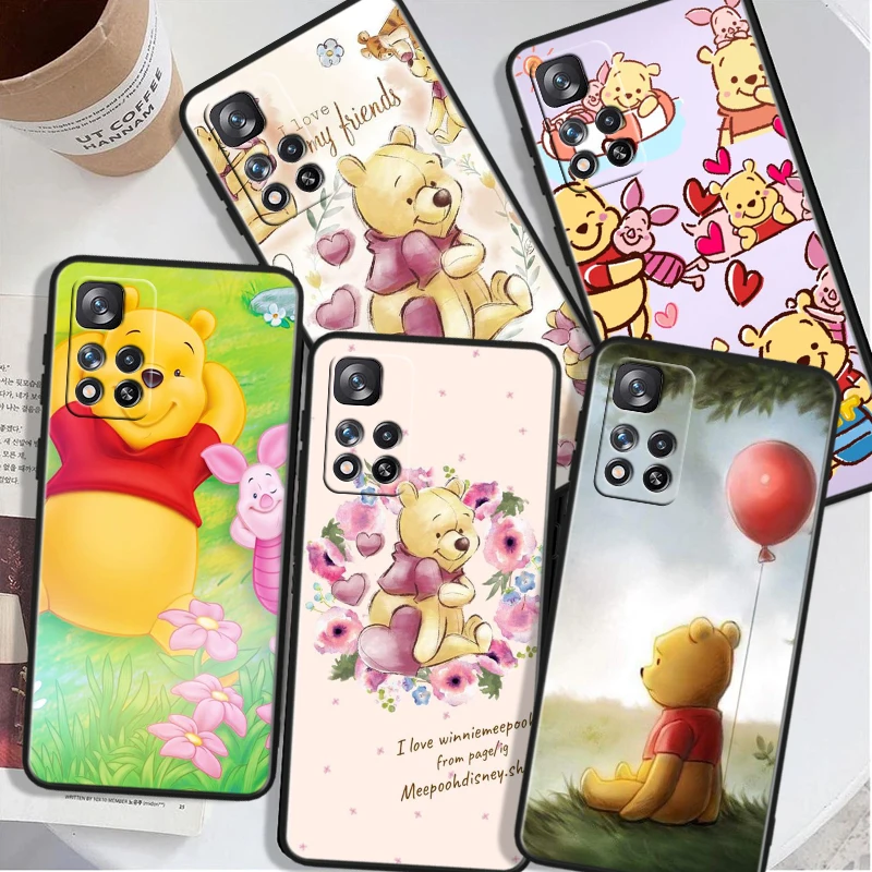 

Disney Winnie Bear Cute For Xiaomi Redmi Note 12 11T 11E 11S 10T 10S Turbo Pro Plus Max Lite Black Soft TPU Phone Case