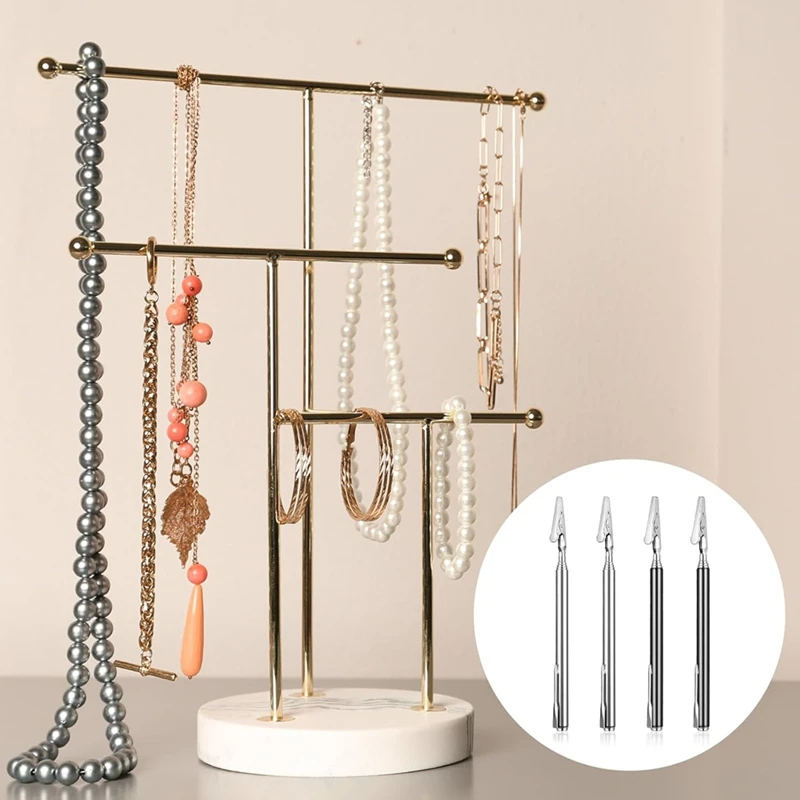 AT63-4Pieces 텔레스코픽 악어 클립 개폐식, 텔레스코픽 금속 와이어 조인트 클립 보석 고정용 개폐식 클립