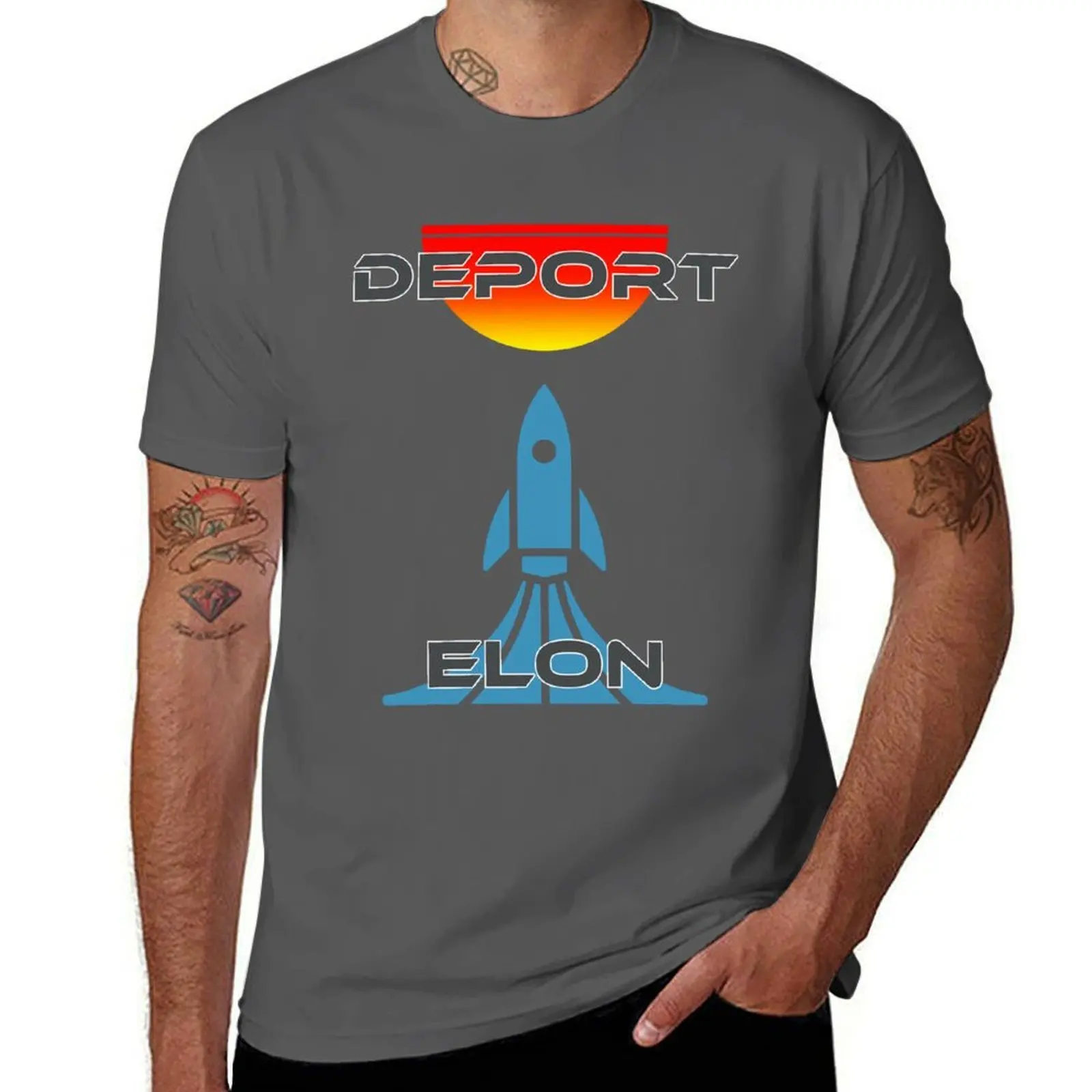 

Deport Elon: Satirical Retro Vintage Design T-Shirt Comfortable Workout Short Sleeve Shirt