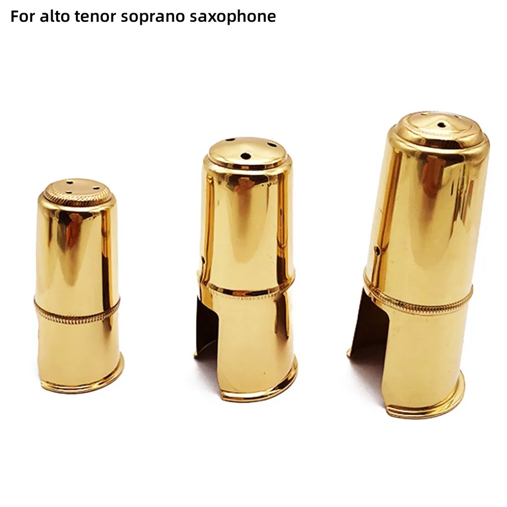 Alto Soprano Tenor Saxophone Metal Mouthpiece Cap Gold Plated Cap Brass Protective Cap Instruments