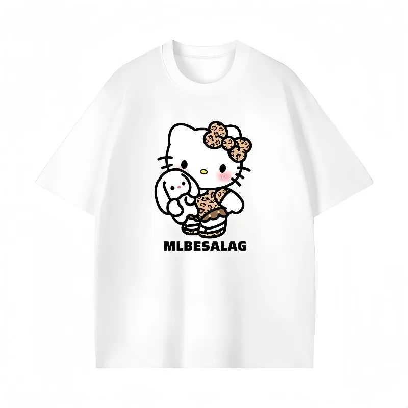 

Новая ретро футболка с короткими рукавами и 3D-принтом Hello Kitty, свободный и универсальный, быстросохнущий топ Hello Kitty, модный